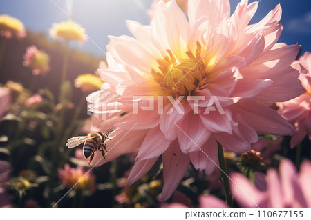 Generative AI A bee gathering nectar 110677155