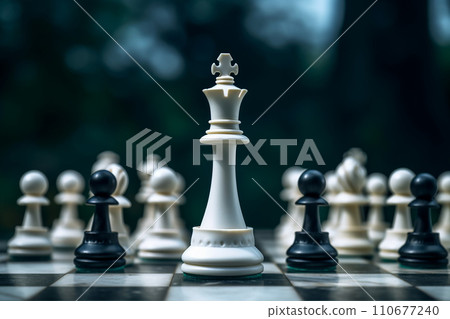 Generative AI Chess pieces on a game board 110677240