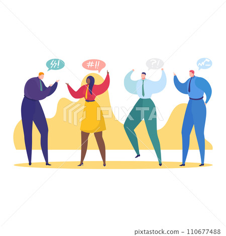 Work problems vector illustration. Cartoon flat employee business people have difficult task, man woman employee team characters search solutions, collective thinking concept isolated on white Work problems vector illustration. Cartoon flat employee business people have difficult task, man woman employee team characters search solutions, collective thinking concept isolated on white 110677488