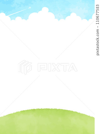 Landscape illustration of refreshing blue sky and hills Landscape illustration of refreshing blue sky and hills 110677583
