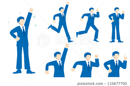 Illustration set of men in dark blue suits 110677700