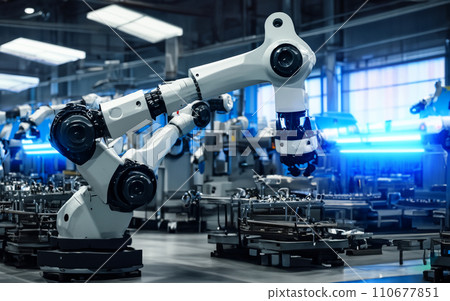 AI generated image Factory assembly line Assemble robot arm 110677851