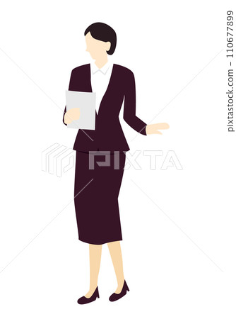 一位女士查看文件的時尚平面插圖 2 110677899