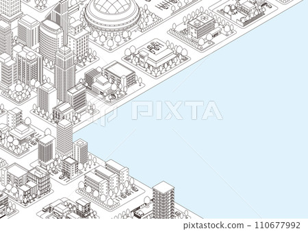 城市景觀的三維視圖。 110677992