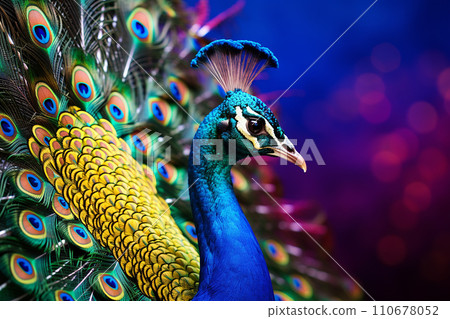 Generative AI A beautiful peacock with an undone tail Generative AI A beautiful peacock with an undone tail 110678052
