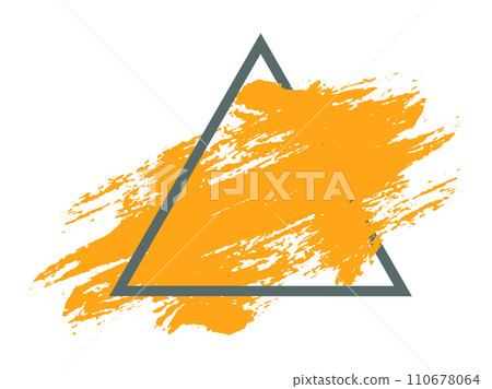 Abstract orange brush stroke in triangular frame. Modern art and creativity concept vector illustration. 110678064