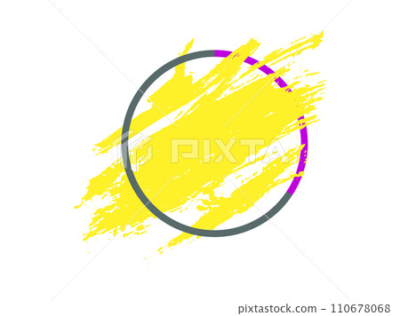 Yellow brush stroke with gray circle vector illustration. Artistic background with abstract grunge paint and geometric shape. Yellow brush stroke with gray circle vector illustration. Artistic background with abstract grunge paint and geometric shape. 110678068
