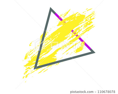 Abstract yellow brush stroke with geometric triangle frame. Modern art with splash and dynamic shape vector illustration. Abstract yellow brush stroke with geometric triangle frame. Modern art with splash and dynamic shape vector illustration. 110678078