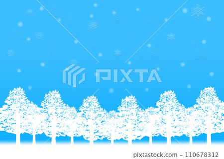 Snow falling on a tree-lined road, background illustration of a snowy scene Snow falling on a tree-lined road, background illustration of a snowy scene 110678312
