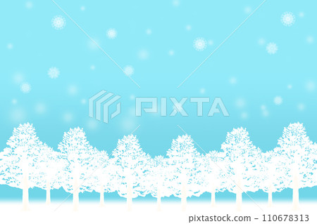 Snow falling on a tree-lined road, background illustration of a snowy scene Snow falling on a tree-lined road, background illustration of a snowy scene 110678313