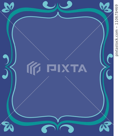 Flower decoration frame blue green 110678469