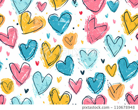 Heart illustration pattern expressed in warm colors Heart illustration pattern expressed in warm colors 110678948