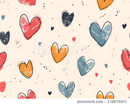Heart illustration pattern expressed in warm colors Heart illustration pattern expressed in warm colors 110678951