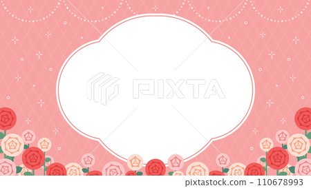 Red and pink rose flower frame/background material (landscape 16:9) 110678993