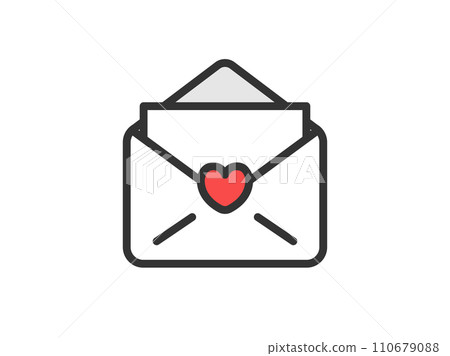 Illustration of an opened love letter icon (line drawing color) Illustration of an opened love letter icon (line drawing color) 110679088