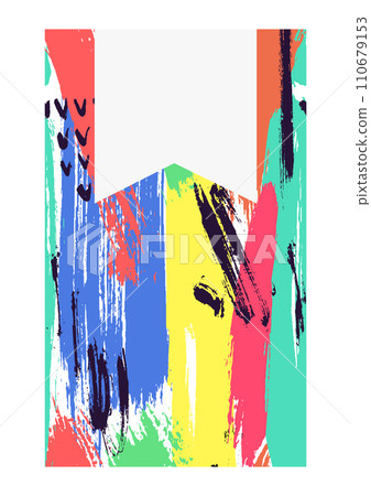 Abstract colorful paint brush strokes background. Bright multicolor brush texture design. Artistic backdrop with colorful splashes. Creative expression and color diversity vector illustration. 110679153