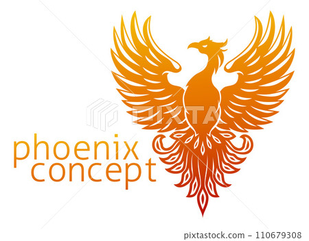 Phoenix Fire Bird Rising Wings Spread Eagle Phoenix Fire Bird Rising Wings Spread Eagle 110679308