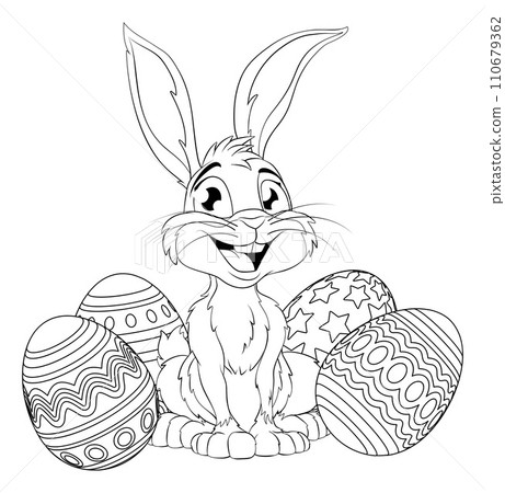 Easter Bunny and Chocolate Eggs Rabbit Cartoon Easter Bunny and Chocolate Eggs Rabbit Cartoon 110679362