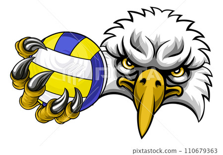 Eagle Hawk Bird Volleyball Volley Ball Mascot Eagle Hawk Bird Volleyball Volley Ball Mascot 110679363