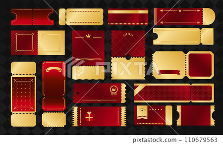 Luxury coupon design set _ Vector material gold red copy space margin blank Luxury coupon design set _ Vector material gold red copy space margin blank 110679563