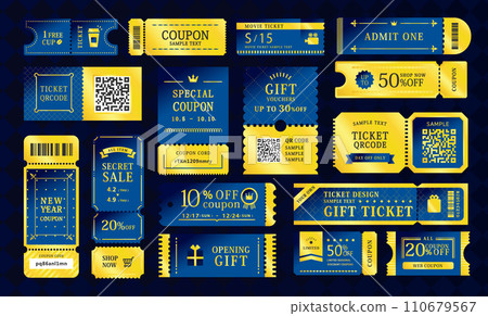 豪華優惠券設計套裝_向量素材金藍色 豪華優惠券設計套裝_向量素材金藍色 110679567