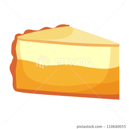 Slice of classic New York cheesecake, no topping, isolated on white. Simple and delicious dessert vector illustration. Slice of classic New York cheesecake, no topping, isolated on white. Simple and delicious dessert vector illustration. 110680055