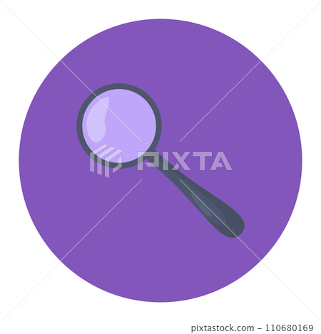 Magnifying glass on purple background. Simple flat design magnifying tool, search concept. Vector illustration. Magnifying glass on purple background. Simple flat design magnifying tool, search concept. Vector illustration. 110680169