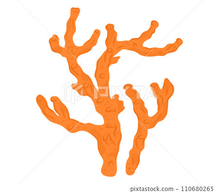 Coral branch isolated on white. Orange sea coral reef. Marine life and ocean ecosystem vector illustration. 110680265
