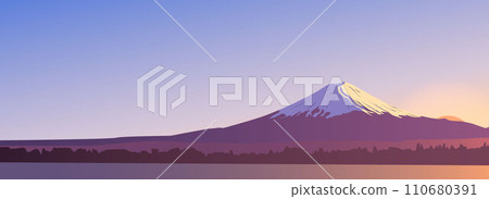 Panoramic evening view of mount Fuji Panoramic evening view of mount Fuji 110680391
