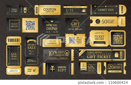 豪華優惠券設計套裝_向量素材金黑 110680424