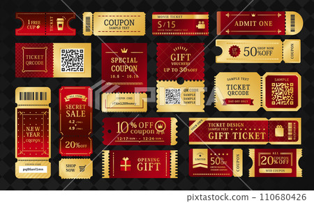 Luxury coupon design set _ Vector material gold red 110680426