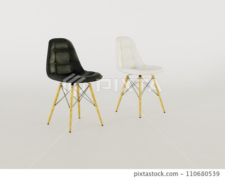 [3DCG] Black and white Eames shell chair with horizontal background 110680539