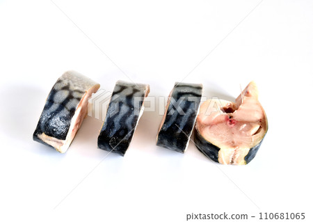 Mackerel fish cut into pieces. Mackerel fish cut into pieces. 110681065