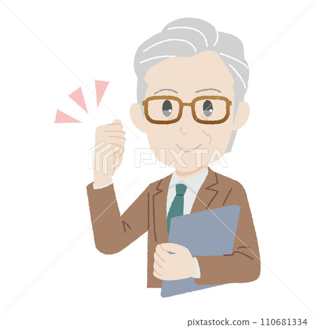 一位老人做手繪拳頭姿勢 110681334