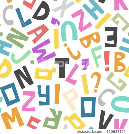 English alphabet random cut out letters seamless pattern English alphabet random cut out letters seamless pattern 110682131