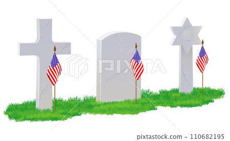 decorated graves on Memorial Day 110682195