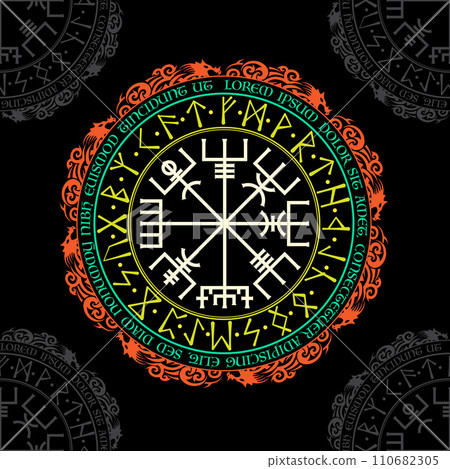 White scandinavian Vegvisir circle runes White scandinavian Vegvisir circle runes 110682305
