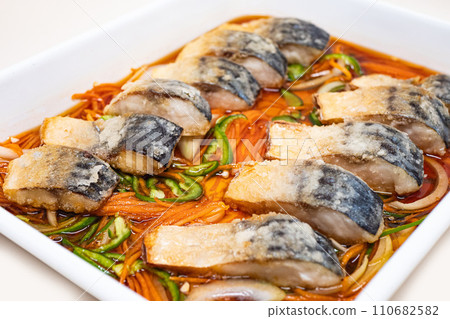 Nanban pickled mackerel in a enamel vat Nanban pickled mackerel in a enamel vat 110682582