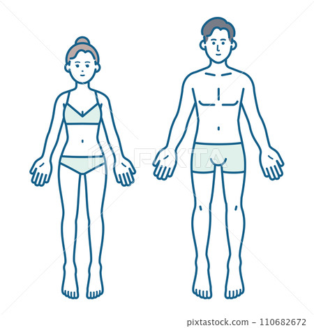女性和男性的全身插圖，正面 110682672