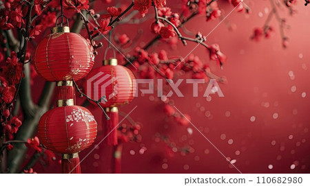 Radiant Simplicity: Chinese New Year Portrayed with Sparse Backgrounds, Evoking Elegance and Timeless Style Radiant Simplicity: Chinese New Year Portrayed with Sparse Backgrounds, Evoking Elegance and Timeless Style 110682980