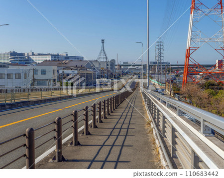 Scenery from Hirabayashi Ohashi Bridge over Osaka Port Scenery from Hirabayashi Ohashi Bridge over Osaka Port 110683442