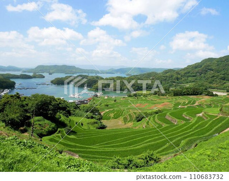 唐津市肥前町(佐賀縣)大浦梯田的壯麗景色 唐津市肥前町(佐賀縣)大浦梯田的壯麗景色 110683732