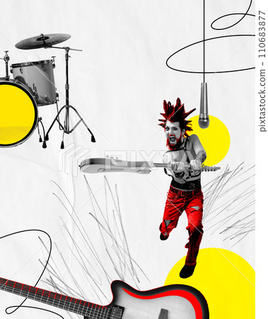 Poster for a rock music festival, highlighting energetic performances and live bands. 110683877