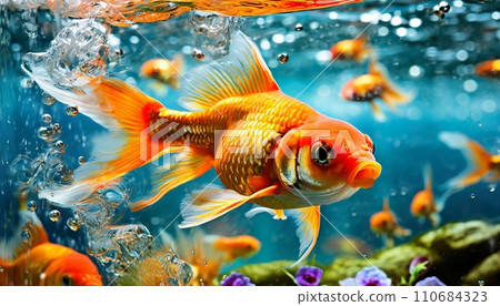 AI 生成的金魚在水中優雅遊動的圖像 AI 生成的金魚在水中優雅遊動的圖像 110684323
