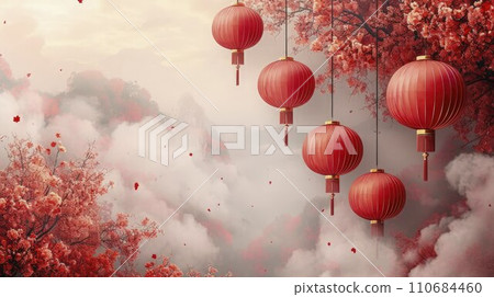 Cultural Tranquility: Clean and Vibrant Poster Background Featuring China's Majestic Mountains Cultural Tranquility: Clean and Vibrant Poster Background Featuring China's Majestic Mountains 110684460
