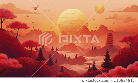 Red and Orange Festive Charm: Minimalist Backgrounds Infused with Shang Dynasty Elegance Red and Orange Festive Charm: Minimalist Backgrounds Infused with Shang Dynasty Elegance 110684613