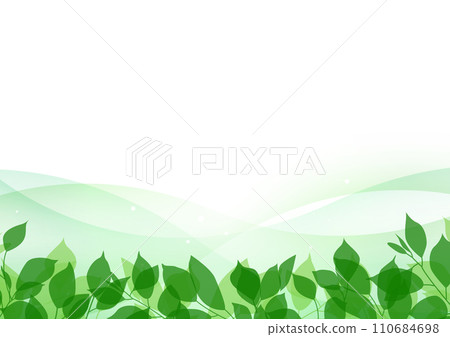 Abstract green background with leaves and waves 110684698