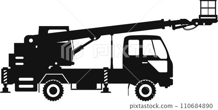 Silhouette of Aerial Work Platform Bucket Truck Icon in Flat Style. Vector Illustration Silhouette of Aerial Work Platform Bucket Truck Icon in Flat Style. Vector Illustration 110684890