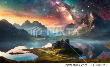 奇幻世界風景AI生成影像 110684945