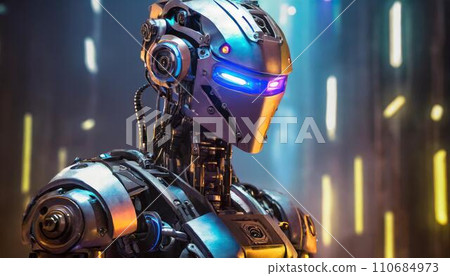 賽博朋克世界中的機器人人工智慧生成的圖像 110684973